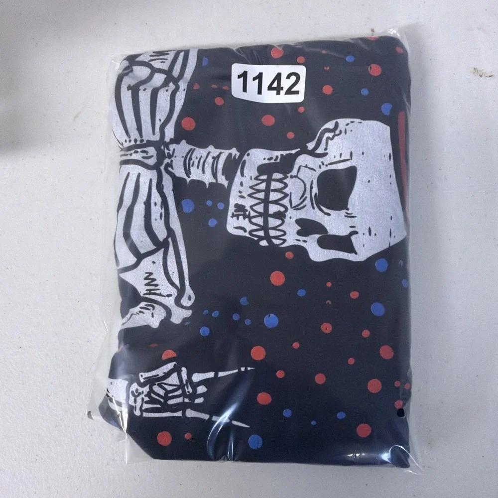 Black Skeleton Red White And Blue 2xl T-Shirt